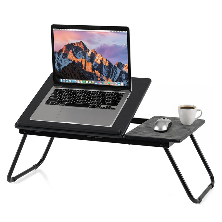 COSTWAY Laptoptisch klappbar, 4-Fach höhenverstellbar (Schwarz) | Betttisch Notebooktisch faltbar, B
