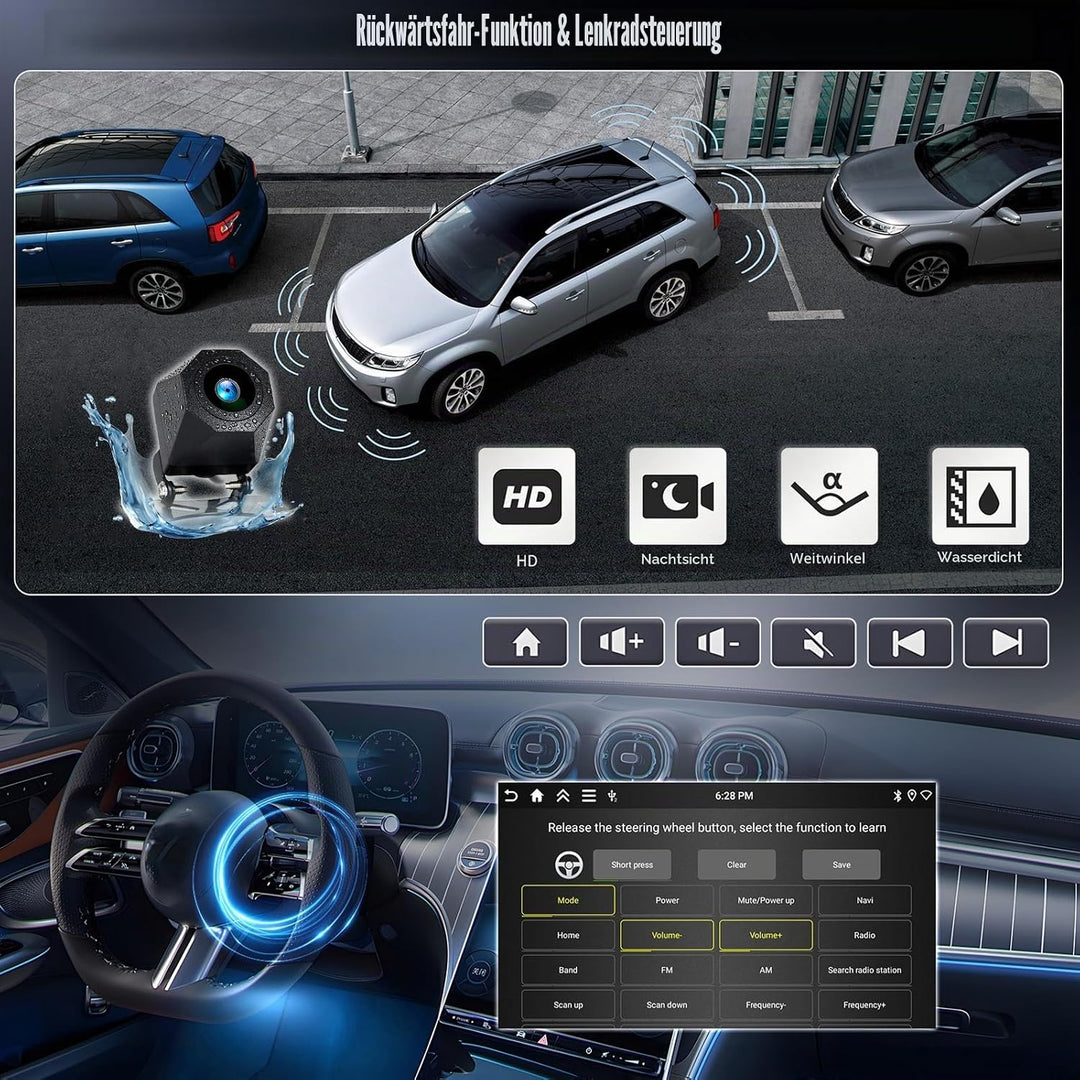 CAMECHO 4+64G 9 Zoll Android 15 Radio für Ford Transit 2009-2016 Focus 2005-2008, Ford Navi Autoradi