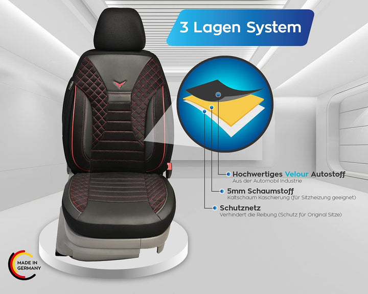 BREMER SITZBEZÜGE Mass Auto Schonbezüge kompatibel mit VW T6 T6.1 Multivan Fahrer &amp; Beifahrer Set ab