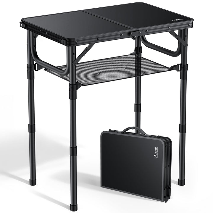Anbte Campingtisch Klappbar aus Aluminium 3 Höhenverstellbar Koffertisch mit Aufbewahrungsnetz Tragb