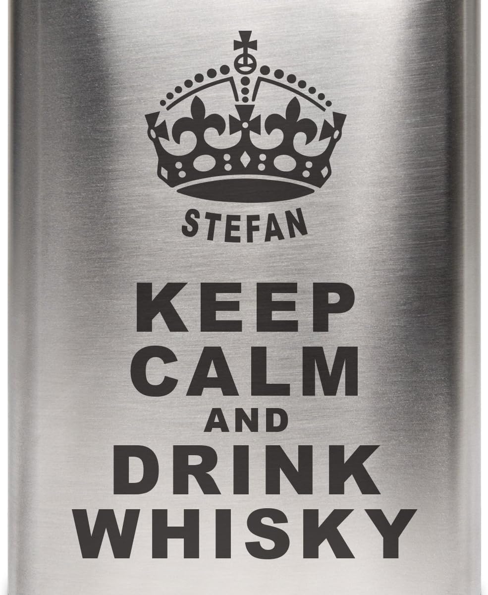 Flachmann Edelstahl 8oz. 237 ml mit individueller Gravur - Keep Calm, Keep Calm