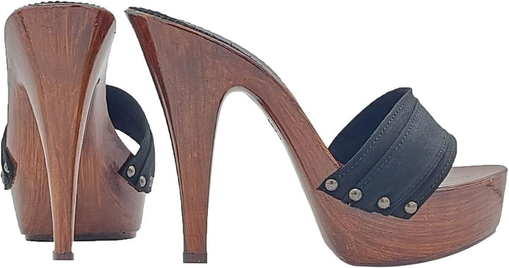Schwarze Clogs für Frauen mit sehr hohen Absätzen - K9201 Nero (39 EU, SCHWARZ) 39 EU Schwarz, 39 EU