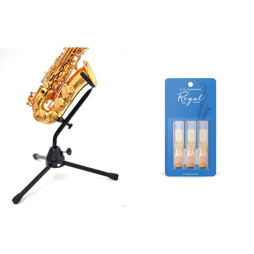 Stagg 13270 Einzelständer für Alt und Tenorsaxophon &amp; Royal Blätter für Altsaxophon Stärke 1.5 (3 St