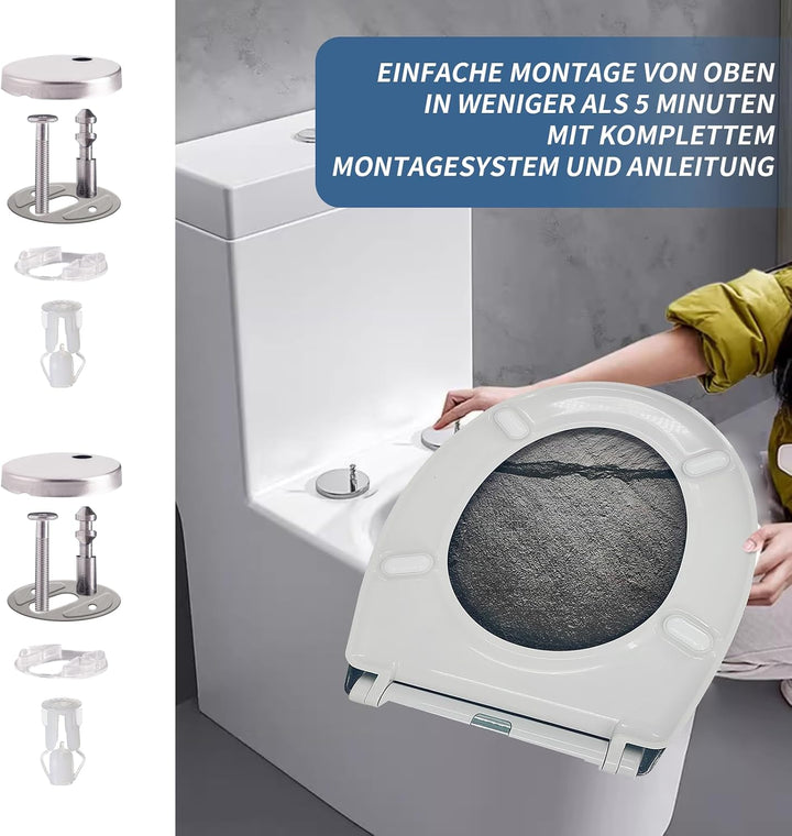 Toilettendeckel mit Absenkautomatik, WC Sitz mit Absenkautomatik Oval Form klodeckel Einfache Reinig