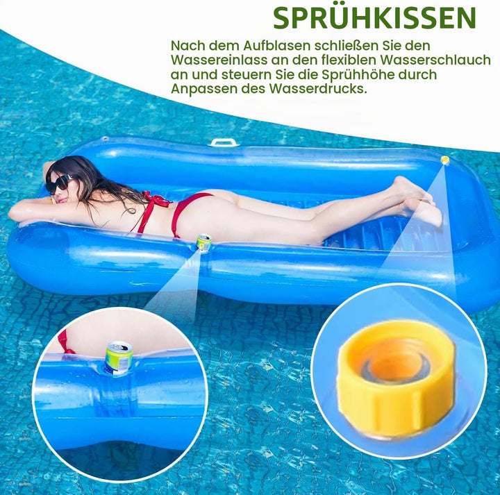 Luftmatratze Pool Erwachsene,Aufblasbarer Sonnenpool mit Getränkehalter,Griff und Rückenlehne,Luftma