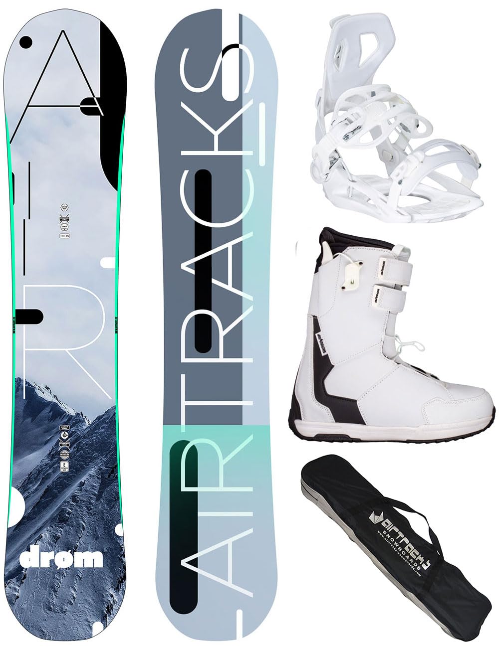 Airtracks Damen Snowboard-Set Drom Rocker + Bindung Master W Fastec + Boots + Sb Bag 140 145 150 155