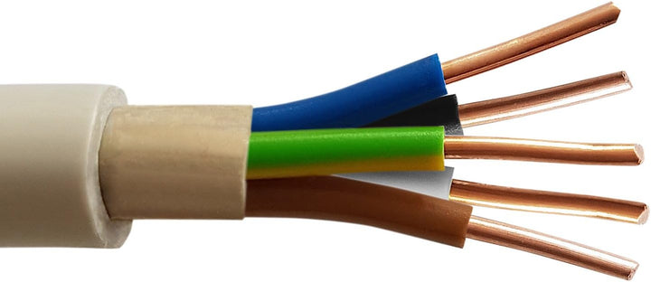OKSI 5m NYM-J 5x6,0 mm² Mantelleitung Feuchtraumkabel Elektrokabel Kupfer Made in Germany, 5m NYM-J