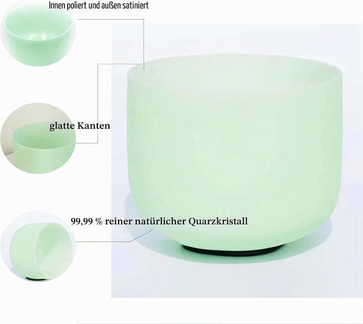 Hye-eun 432Hz Kristall Klangschale Set 12 "C 10" F 8 "B Minzgrün Set Of 3 Pcs Quartz Crystal Singing