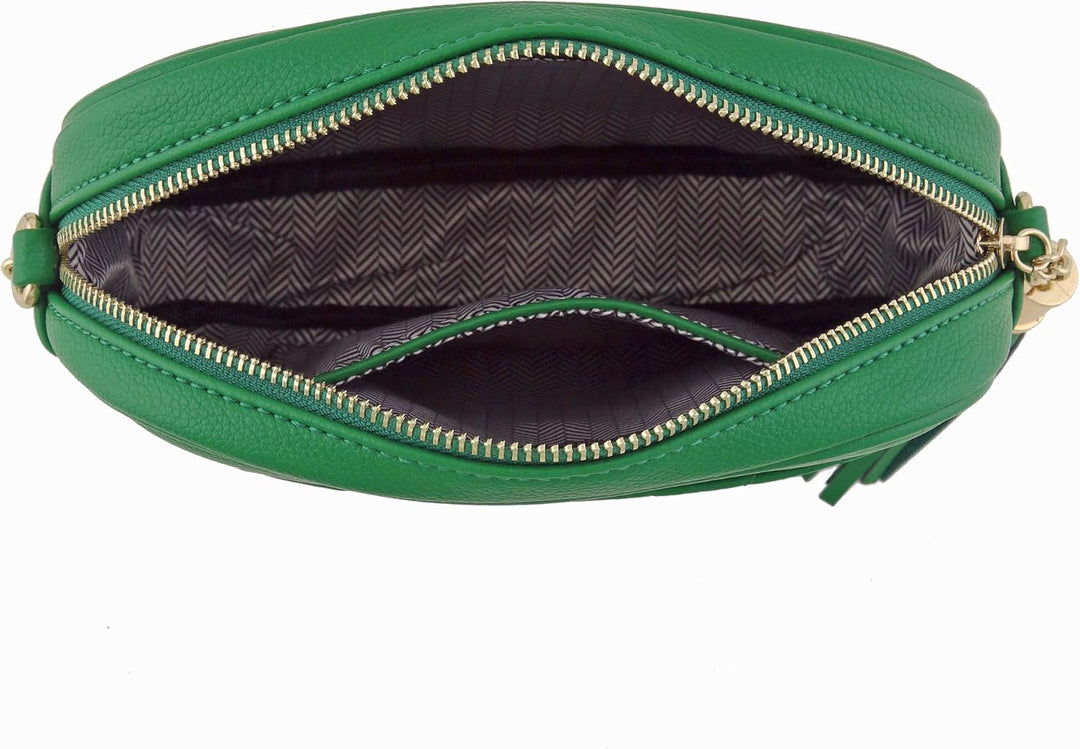 FashionPuzzle Chevron gesteppte Crossbody-Kameratasche mit Kettenriemen und Quaste Kelly, Grün, Kell