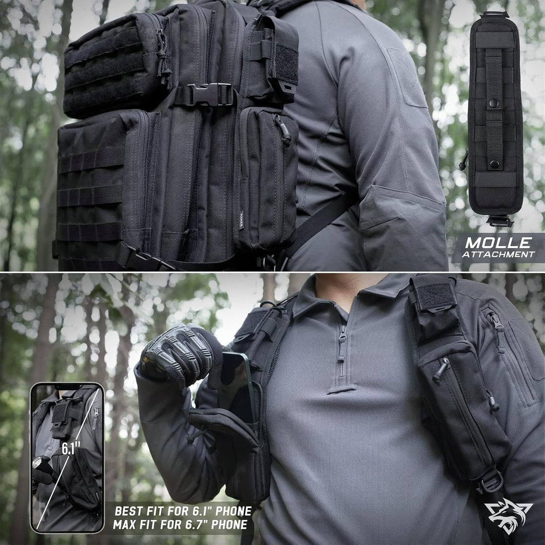WYNEX Molle Zubehör Tasche mit Reissverschlusstasche, Rucksack Riemen Tasche Schultergurt Molle Befe