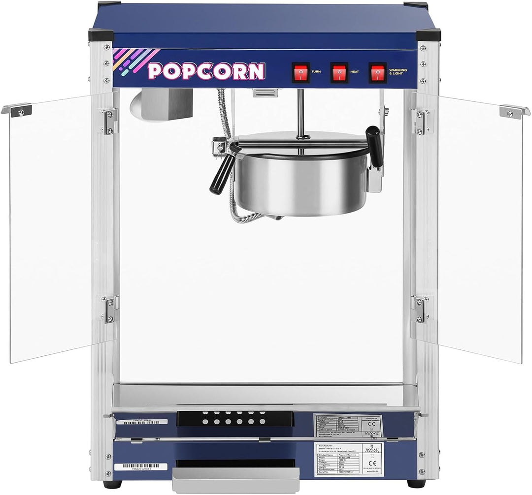 Royal Catering Popcornmaschine Popcornmaker RCPR-1350 (1.350 W, Arbeitsleistung 5 kg/h, Zubereitungs