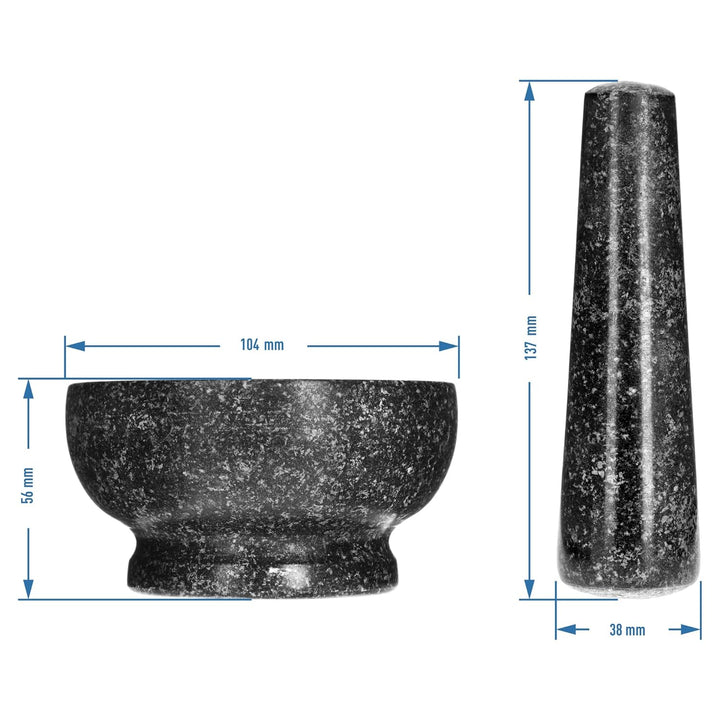 BROWIN® Küchenmörser mit Stössel aus Granit 312012 | Ø 10 cm | Zerkleinerer für Kerne, Gewürze, Nüss