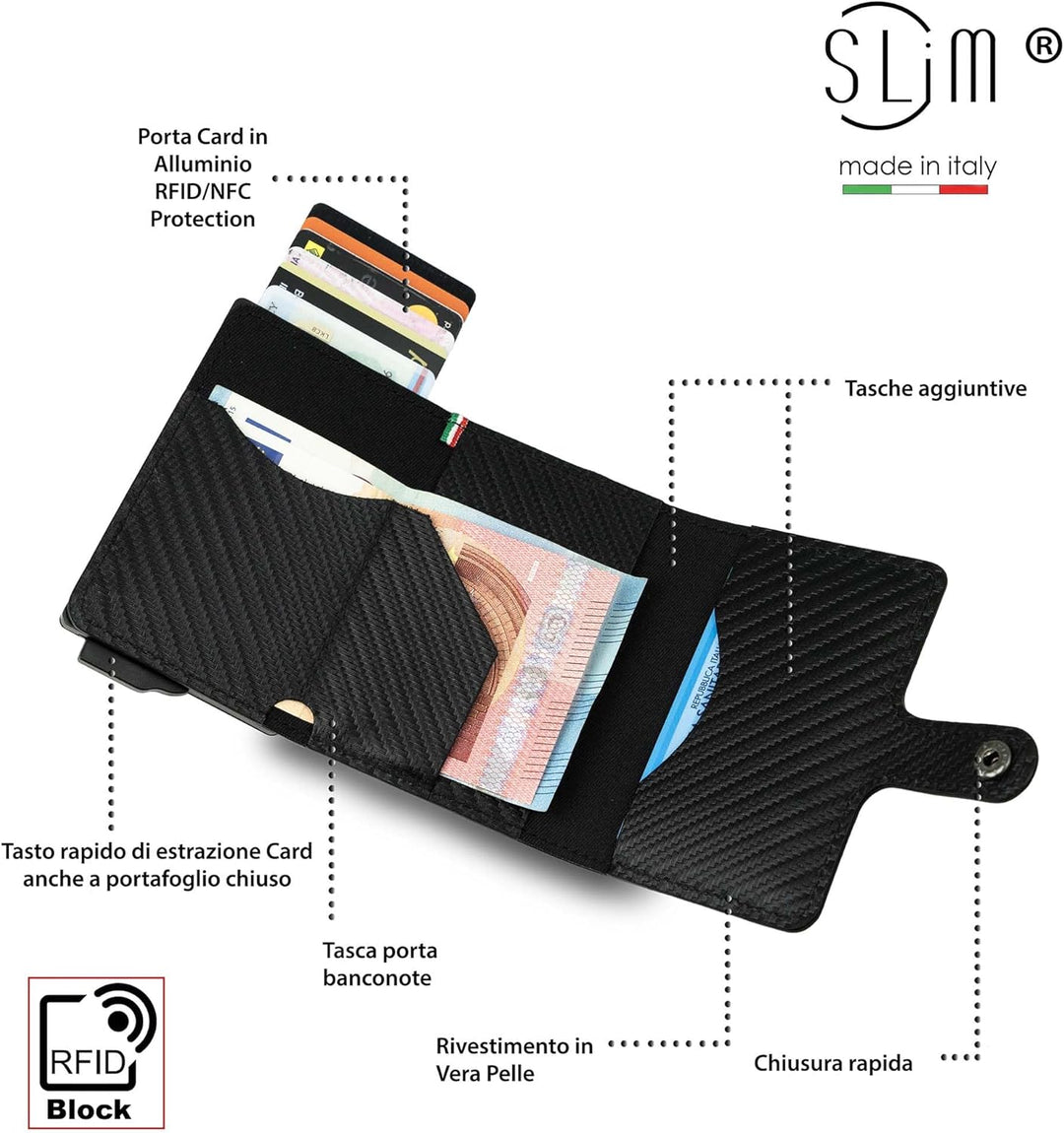 SLim Geldbörse für Herren &amp; Damen Smart Wallet kartenetui mit Münzfach &amp; RFID Schutz Portmonee Porte