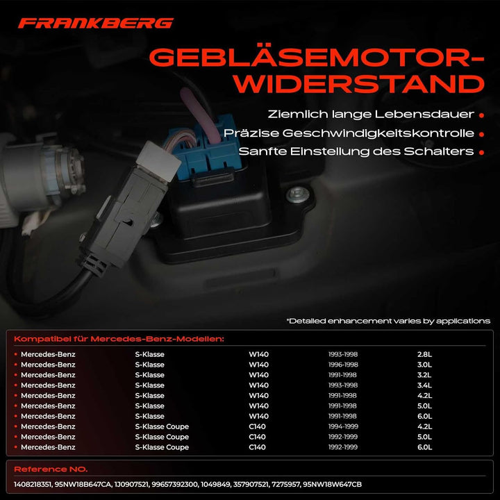 Gebläseregler Wiederstand Steuergerät für S-Klasse W140 S-Klasse Coupe C140 1991-1999 0058205010