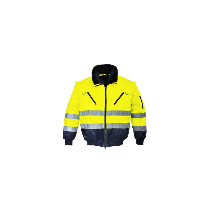 Portwest Hi-Vis Warnschutz 3-in-1 Pilotjacke, Grösse: L, Farbe: Gelb/Marine, PJ50YNRL L gelb / marin