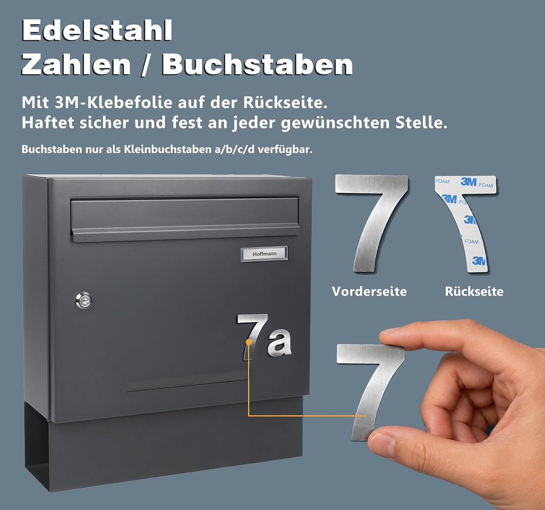 Zedelmaier Briefkasten mit Zeitungsfach Anthrazit Personalisierter - XXL Wandbriefkasten RAL 7016 mi