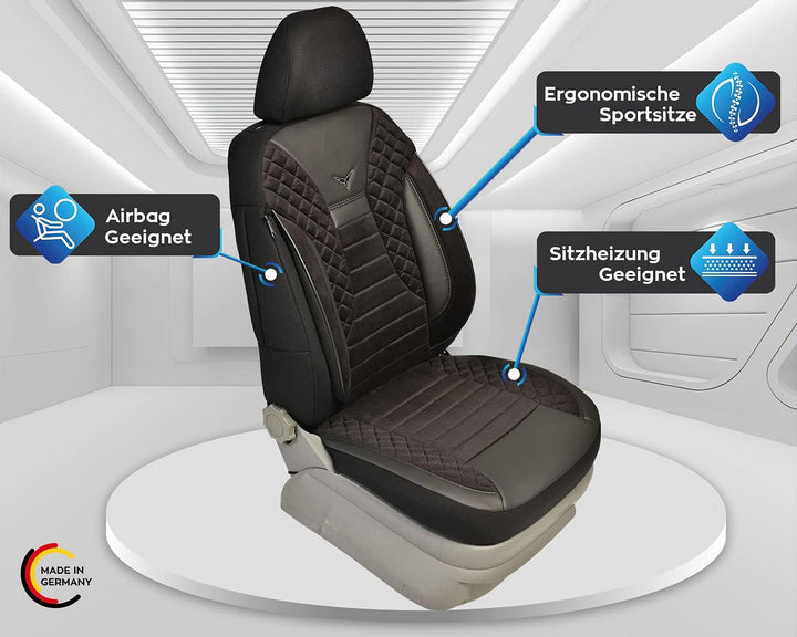 BREMER SITZBEZÜGE Mass Auto Schonbezüge kompatibel mit Ford S-Max 2 Fahrer &amp; Beifahrer Set ab 2015 /