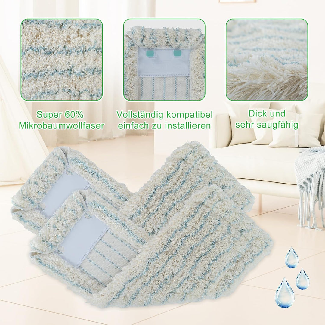 4 Stück Ersatz-Wischbezüge für Leifheit Profi XL Micro Duo / Profi XL Cotton Plus, Bodenwischer Ersa