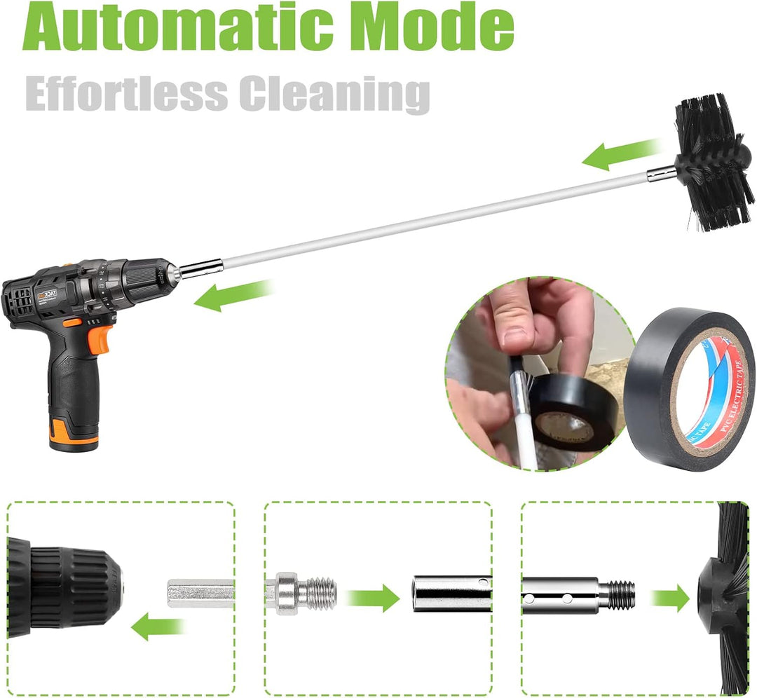 MaxEarn 24 STK Kaminbürste Stange Set mit 18 Flexible Stangen 410 mm+ 2 Bürstenköpfen 100mm + 1 Lang