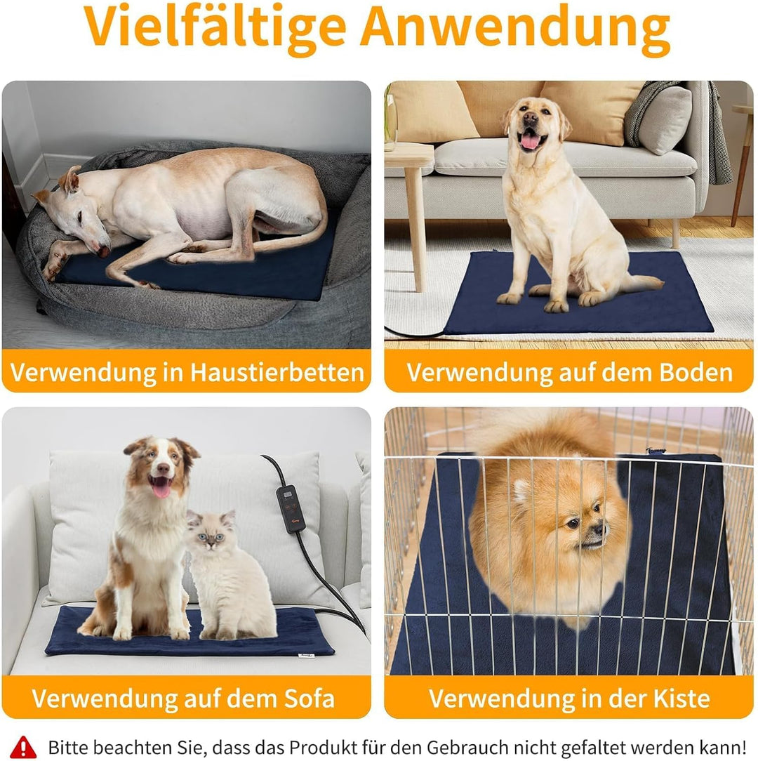 Toozey Katzen &amp; Hund Heizmatte Innen 45 * 40cm, Timing &amp; Temperatur Einstellbar Sicher Elektrisch Ha