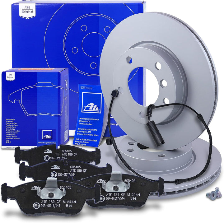 ATE Bremsenset Vorderachse inkl. Bremsscheiben vorne Ø 286 mm belüftet und Bremsbeläge vorne + Versc
