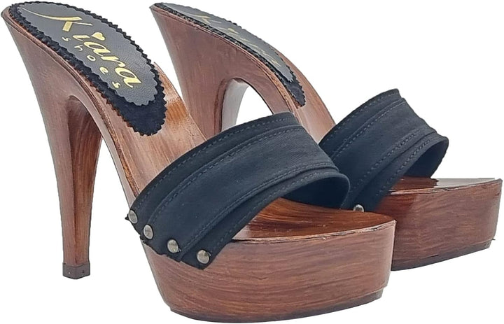 Schwarze Clogs für Frauen mit sehr hohen Absätzen - K9201 Nero (39 EU, SCHWARZ) 39 EU Schwarz, 39 EU