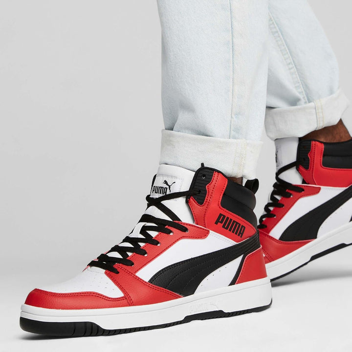 Puma Unisex Rebound V6Sneaker 46 EU Puma White Puma Black For All Time Red, 46 EU Puma White Puma Bl