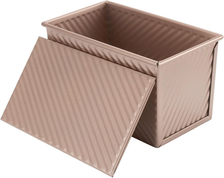 MUKSEUT 3 Stück Toastbrot Backform mit Deckel 750g und 450g, Well Toastbrotform Antihaft Brotbackfor