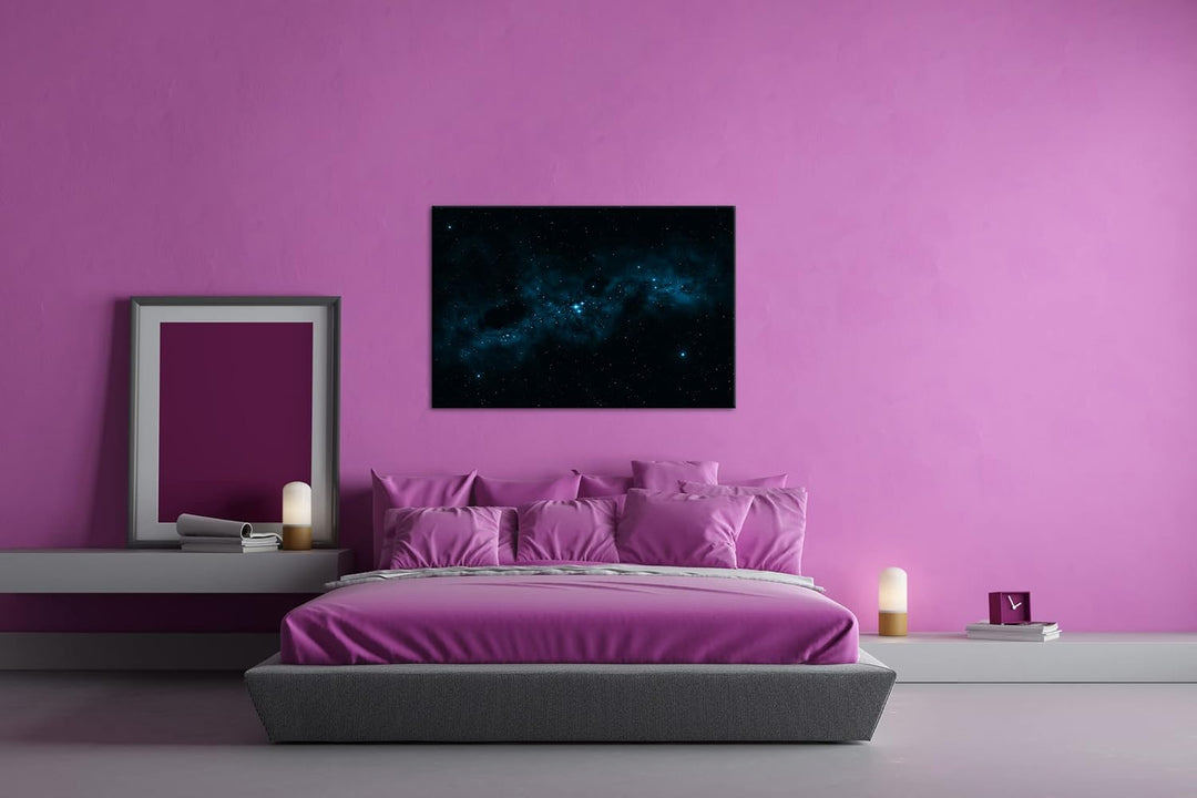 deyoli Dark Himmel voller Sterne Format 60x40 Effekt: Monocrome Blau als Leinwandbild, Motiv fertig