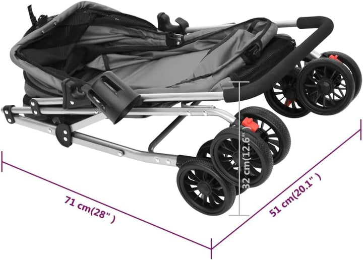 vidaXL Hundewagen Faltbar 76x50x100cm Oxford-Gewebe Hundebuggy Hundetrolley Grau, Grau