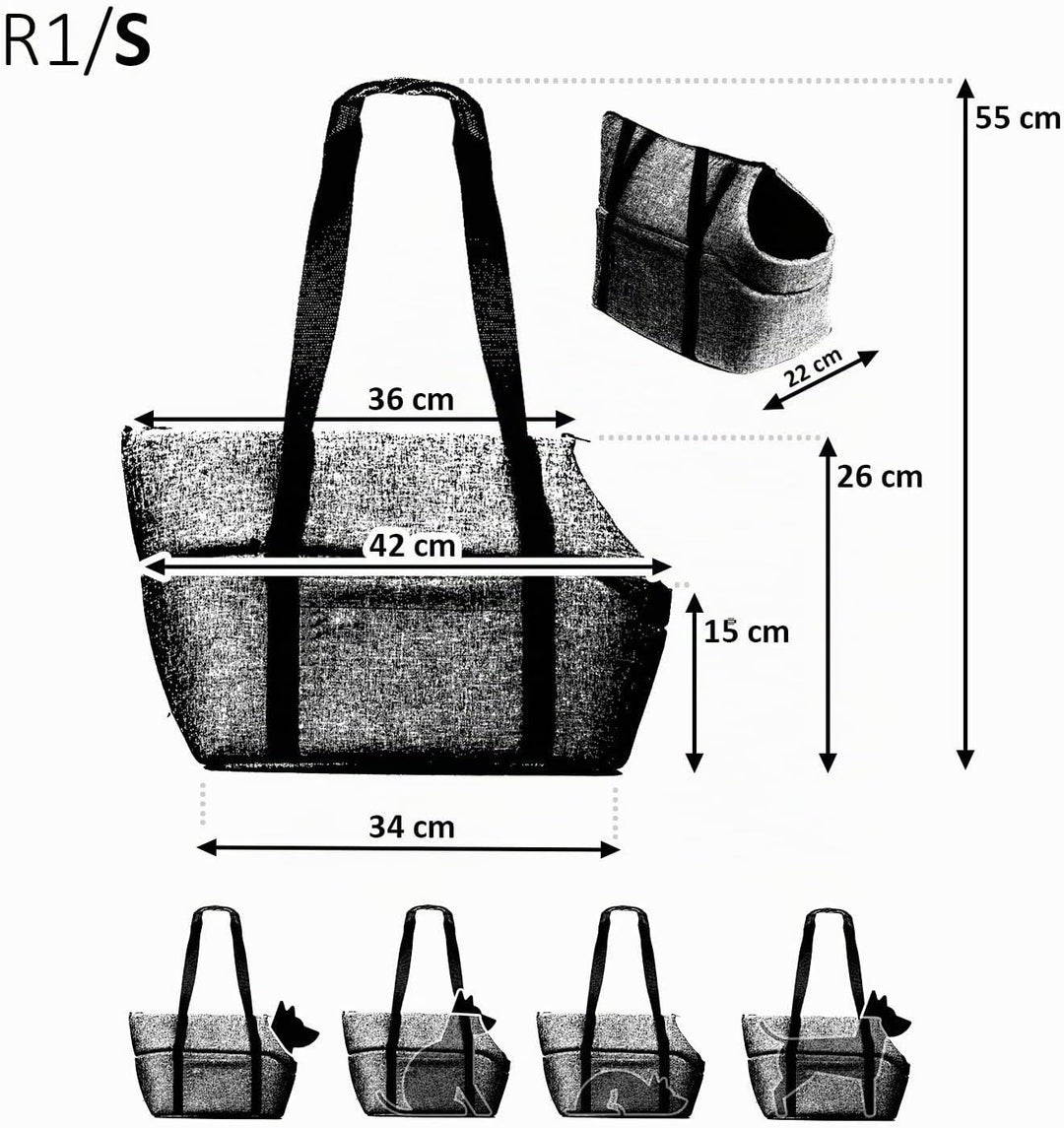 BOUTIQUE ZOO Hundetasche, Welpentasche - Grau/(Plüschstoff mit Noppen), S bis 5 kg - Tragetasche für