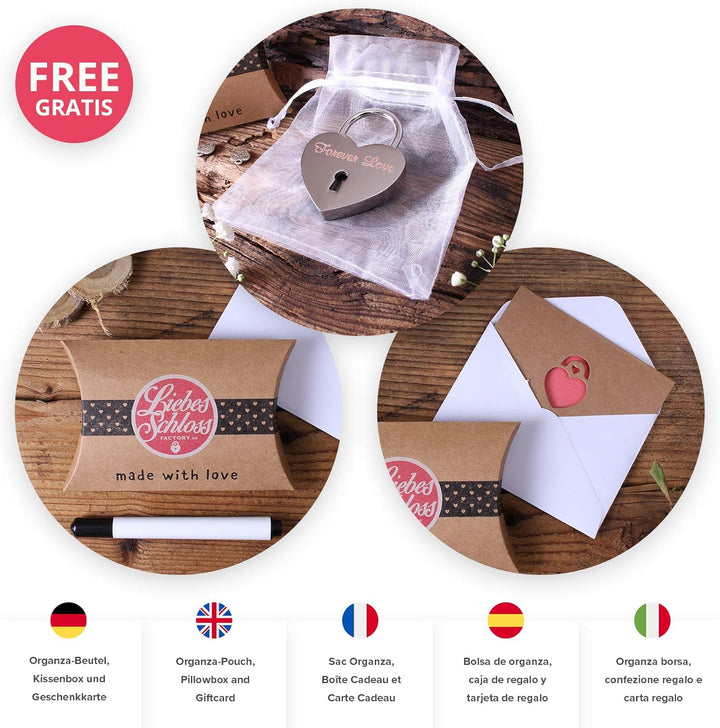LIEBESSCHLOSS-FACTORY Liebes-Schloss Blau mit Gravur und Schlüssel, gratis Geschenkbox uvm. Jetzt gr