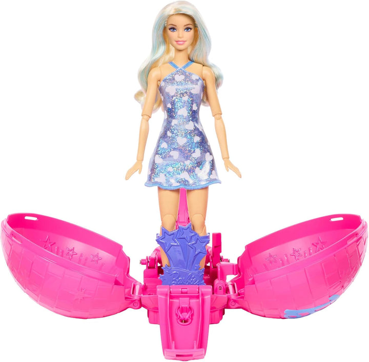 Barbie Team Roll &amp; Reveal Popstar-Puppe und Zubehörteile mit Blonder Modepuppe, 8 Überraschungen und