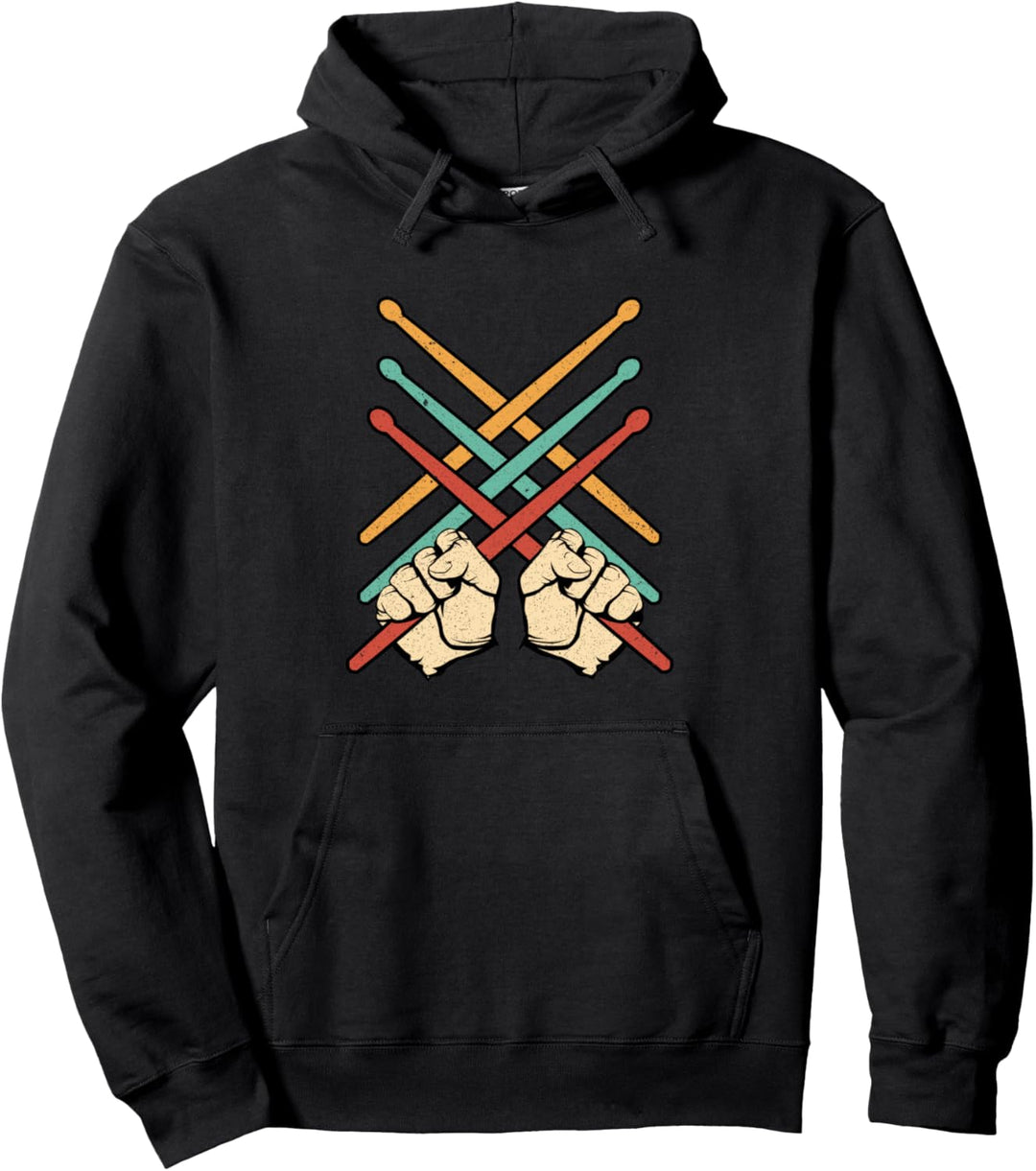 Retro Drumsticks Schlagzeuger Drummer Musik Schlagzeug Pullover Hoodie