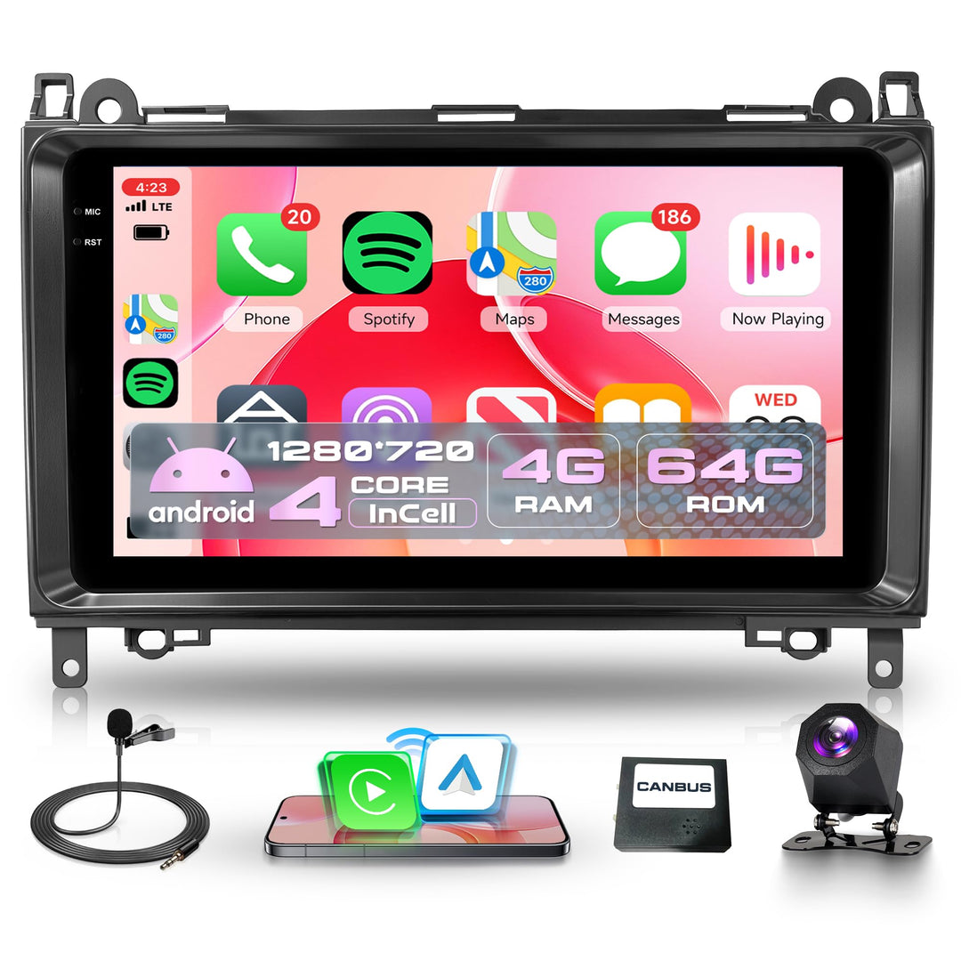 4G+64G Wireless Carplay Android Autoradio für Mercedes Benz A/B Class W169 W245 B200 W639 Vito Viano