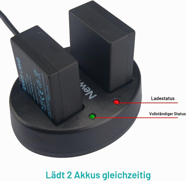 Newmowa Ersatz Akku DMW-BLC12 (2er Pack) und Tragbar Micro USB Ladegerät Kit für Panasonic DMW-BLC12
