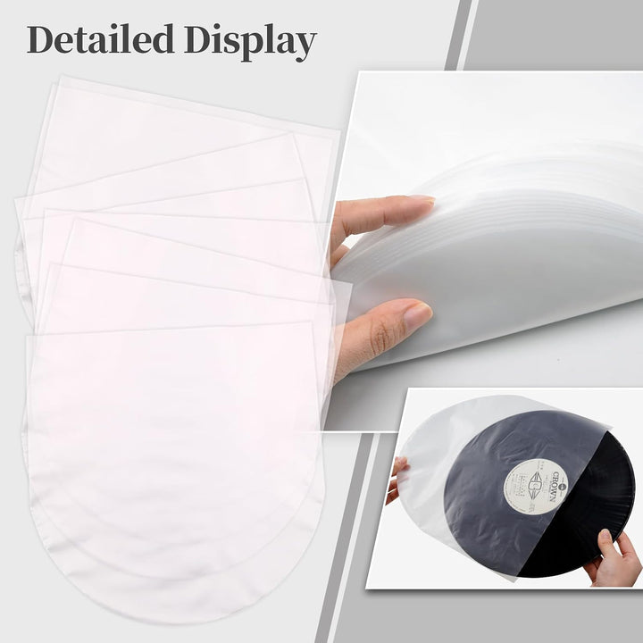 LP Innenhüllen aus Vinyl, transparent, antistatisch, Kunststoff, runde Unterseite, 30,5 cm, 50 Stück