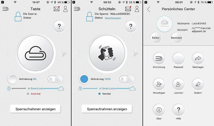VisorTech Fingerabdruck Schloss: Elektronischer Tür-Schliesszylinder, Fingerabdruck, Transponder, IP