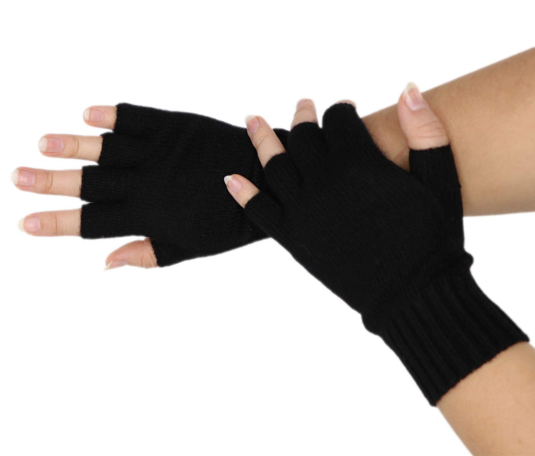 Prettystern Unisex Kaschmir-Wolle Halbfinger kurzfingerhandschuhe Fingerlinge Handschuhe für Herren: