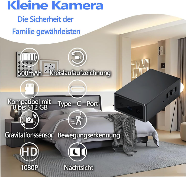 Mini-Surveillance-Kamera im kleinen Format - Innen- und Aussenüberwachungskamera - High Definition (
