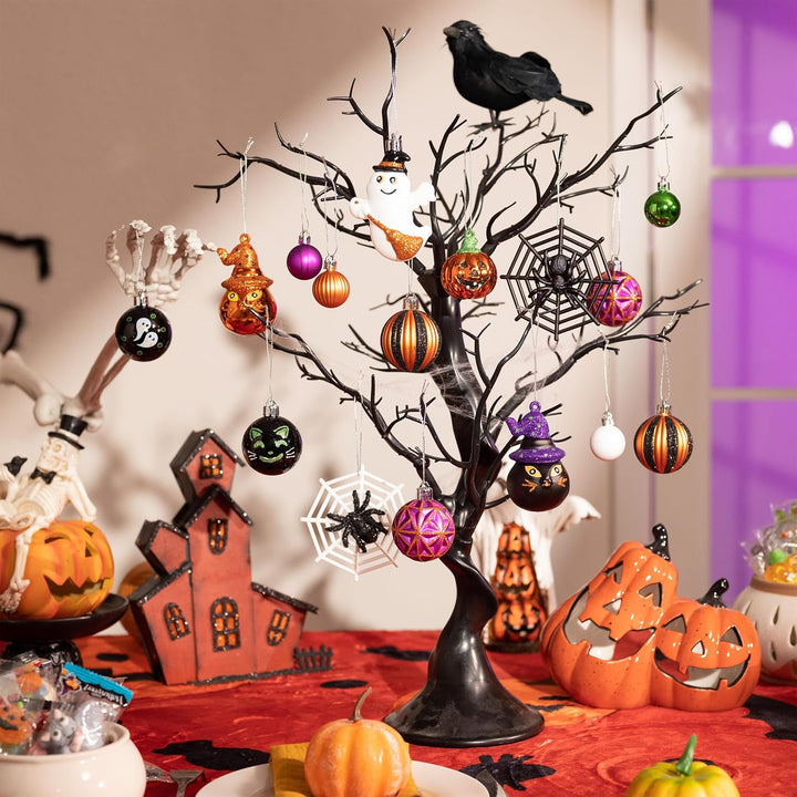 Valery Madelyn 40 Stücke Halloween Kugeln Ornamente (Orange, Lila) Orange Lila, Orange Lila