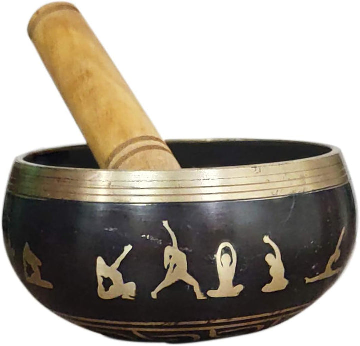 Purpledip Klangschale "Yogi" aus Metall - buddhistisches tibetisches Musikinstrument für Meditations