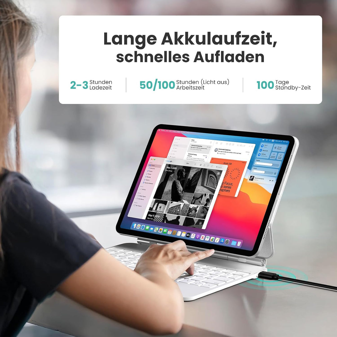 TECURS iPad Air 5/4(2022/2020) Hülle mit Tastatur, Magic Keyboard für ipad pro 11(4. /3. /2. /1. Gen