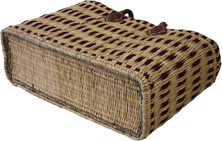 Simandra Einkaufskorb aus Seegras I geflochtene Tasche mit Ledergriff I gross mit kurzem Griff I Lil
