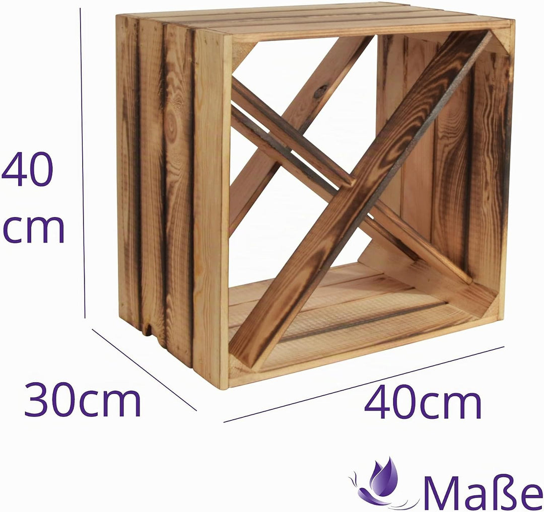 CHICCIE 3 Set Weinregal Wino aus Holz - Geflammt X Regal Holzkiste 3 X Geflammt