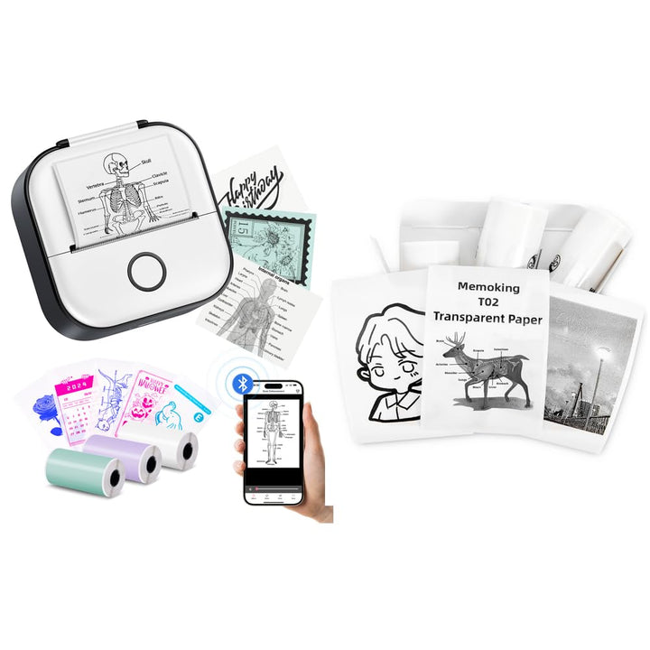 Memoking Grün T02 Mini Drucker Mini Thermodrucker Aufkleberdrucker