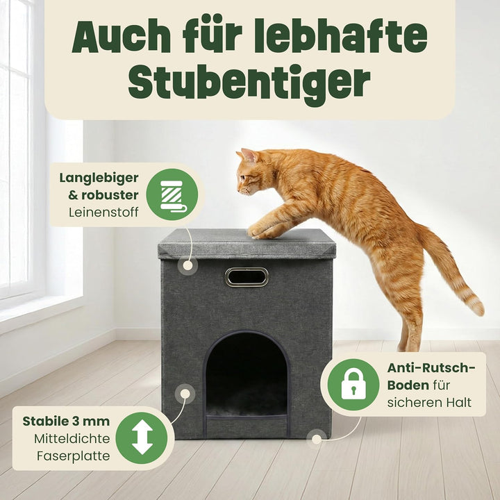 zooprinz katzenhöhle cat cave – kuschelhöhle für Katzen &amp; grosse Katze, warmes katzenbett beige mit