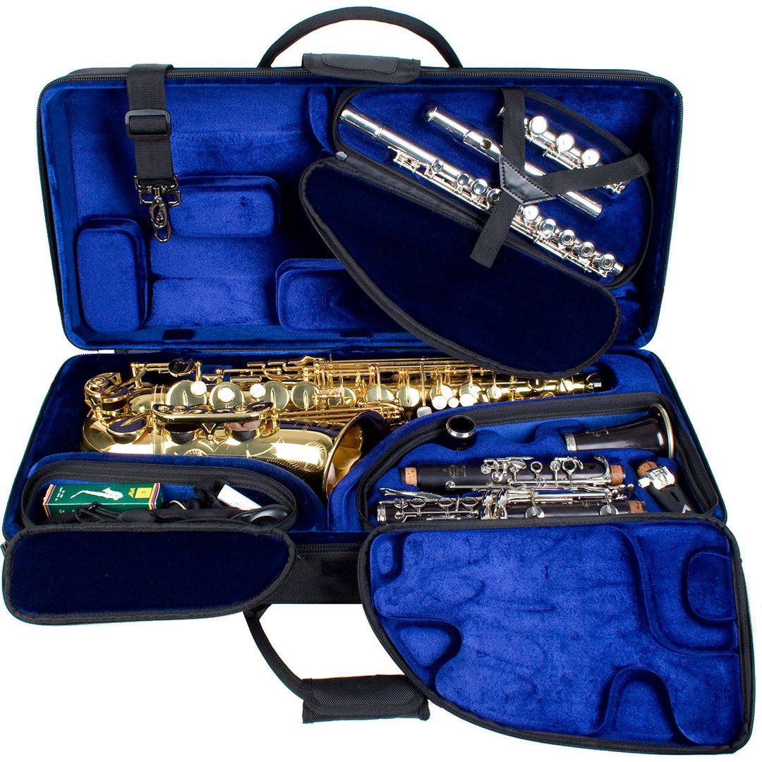 Protec PBTRIALT TRI-PAC-Gehäuse für Altsaxophon, Klarinette und Flöte Altsax/Klarinette/Flöten-Kombi