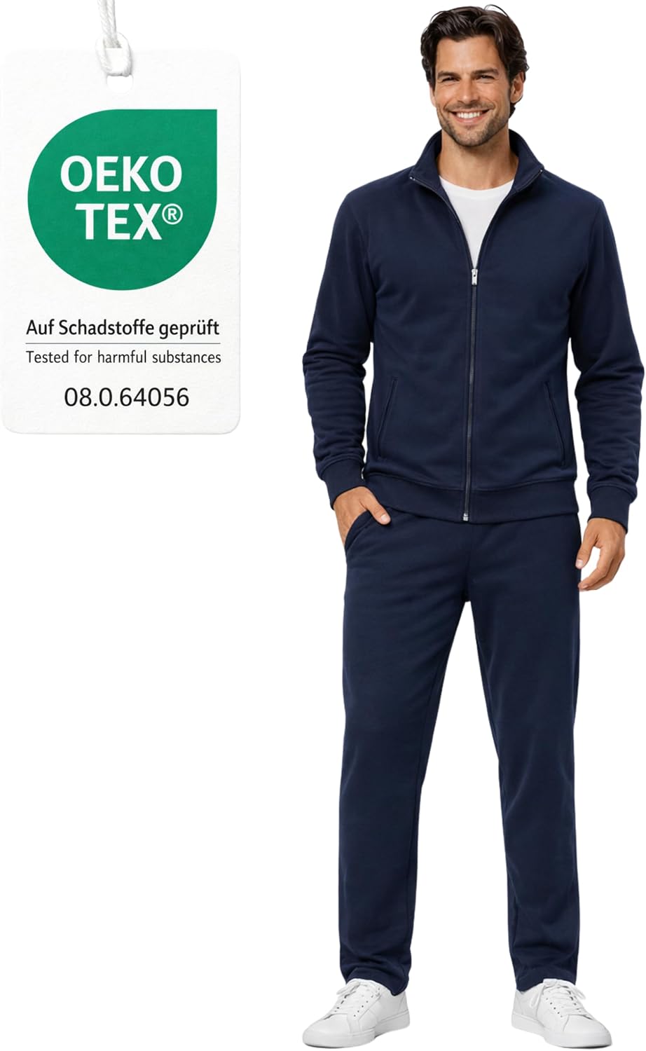 Morgenstern Herren Hausanzug - Trainingsanzug - Sportanzug - Baumwolle - Komplett L Blau, XL