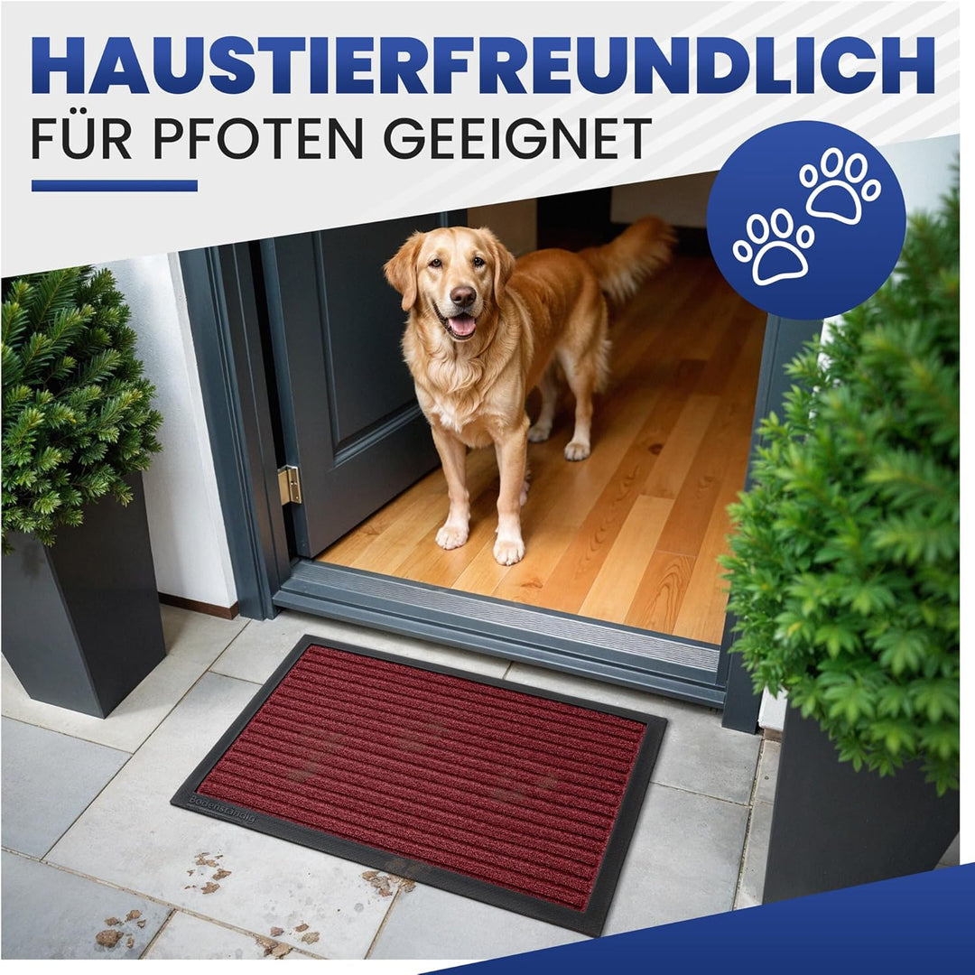 Fussmatte aussen - extrem rutschfest &amp; langlebig - Fussabtreter aussenbereich dunkel rot 80x120cm -